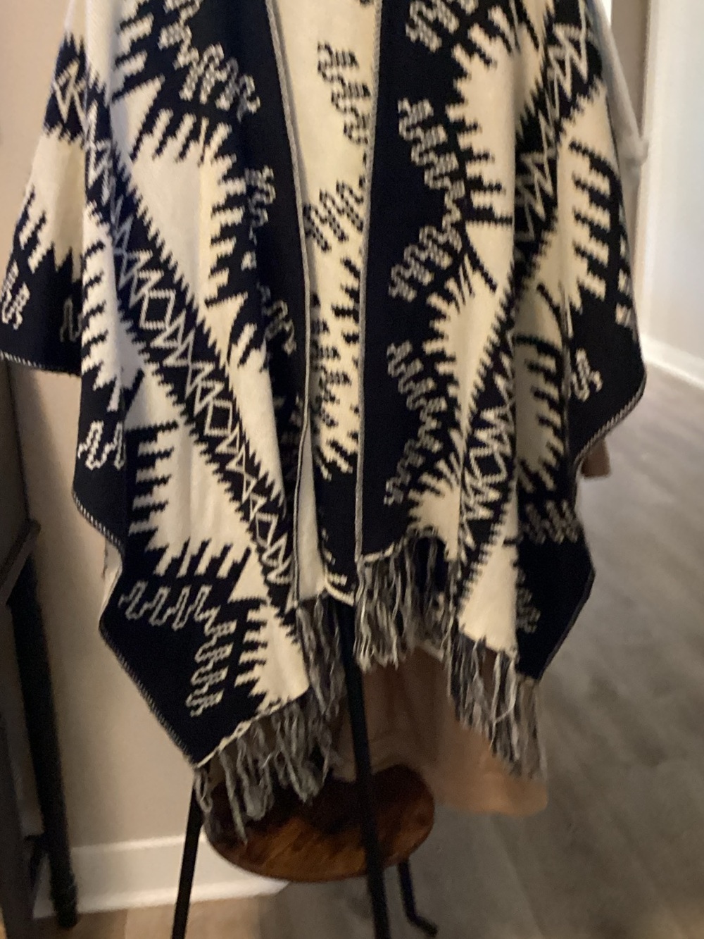 Hem & Thread black and Cream Aztec Fringe Throw